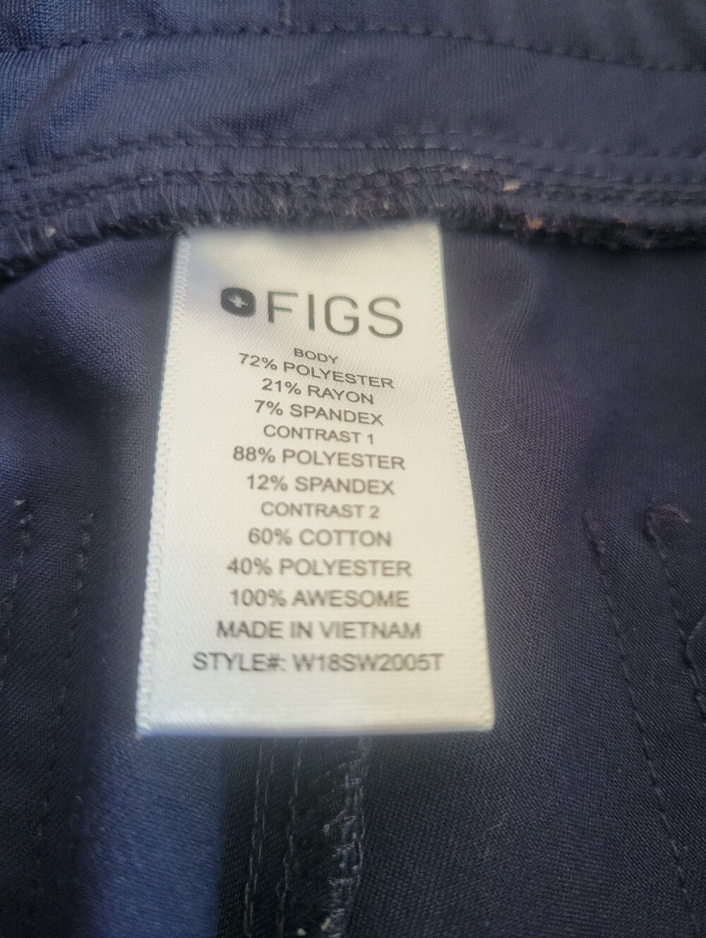 Figs Zamora Jogger Scrub Pants Size Small Tall Navy - Picture 5 of 5